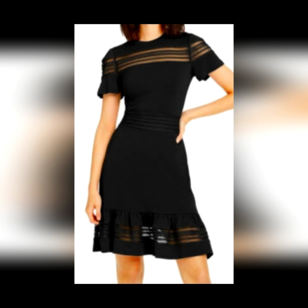 MICHAEL KORS black dress NWT mesh combo szS